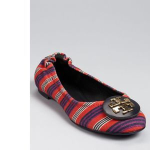 Tory Burch Striped Red Reva ballet flats